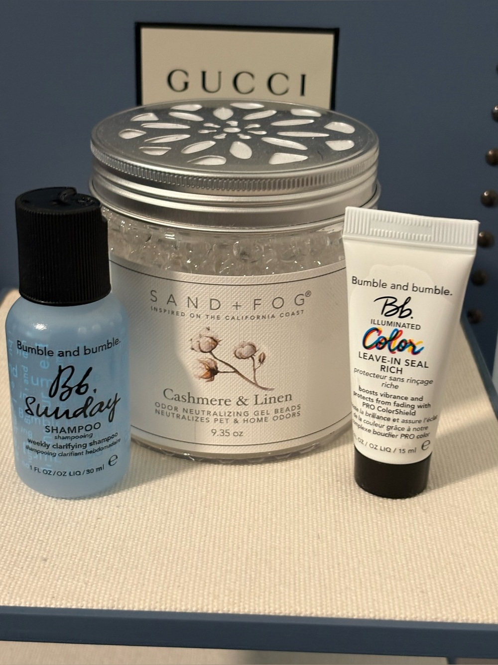 New 3 Pc Bumble & Bumble Shampoo & Leave In Seal Mini Set + Sand & Fog Gel Beads